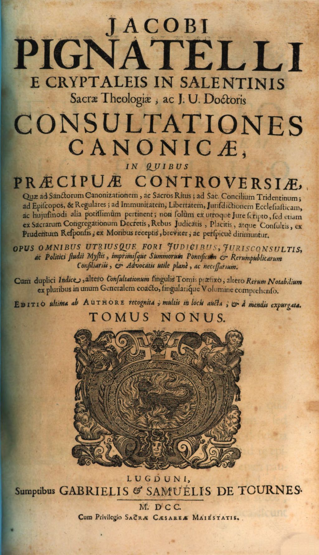 Cover of Consultationum canonicarum in quo praecipuae controversiae de iis, quae ad sanctorum canonizationem, ac sacros ritus . 9