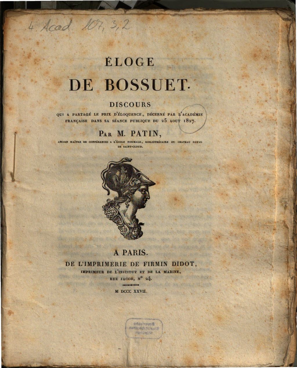 Cover of Éloge de Bossuet