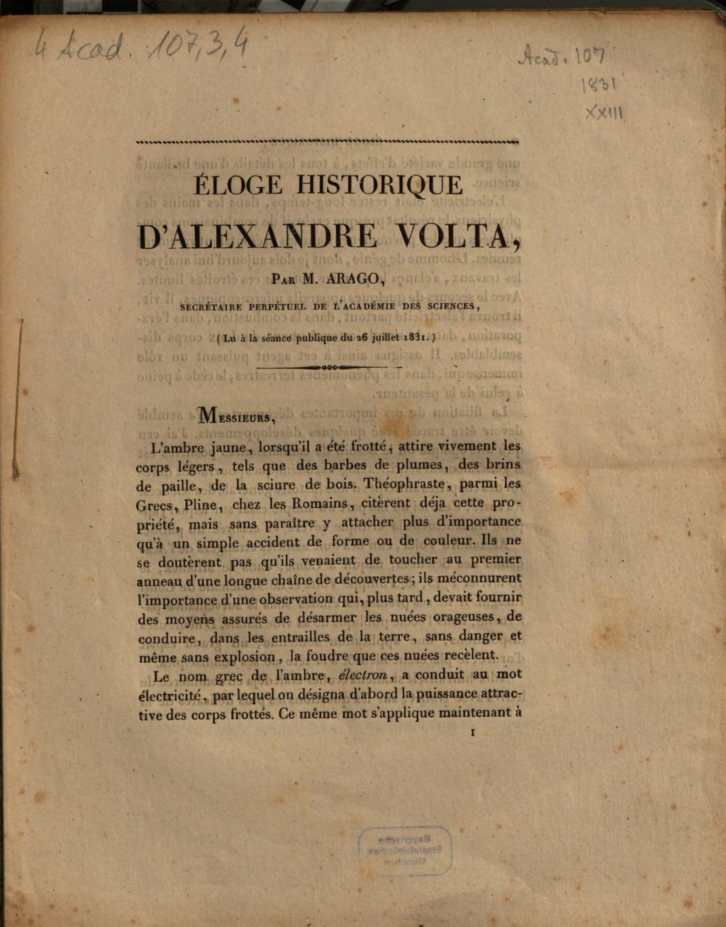 Cover of Éloge historique d'Alexandre Volta