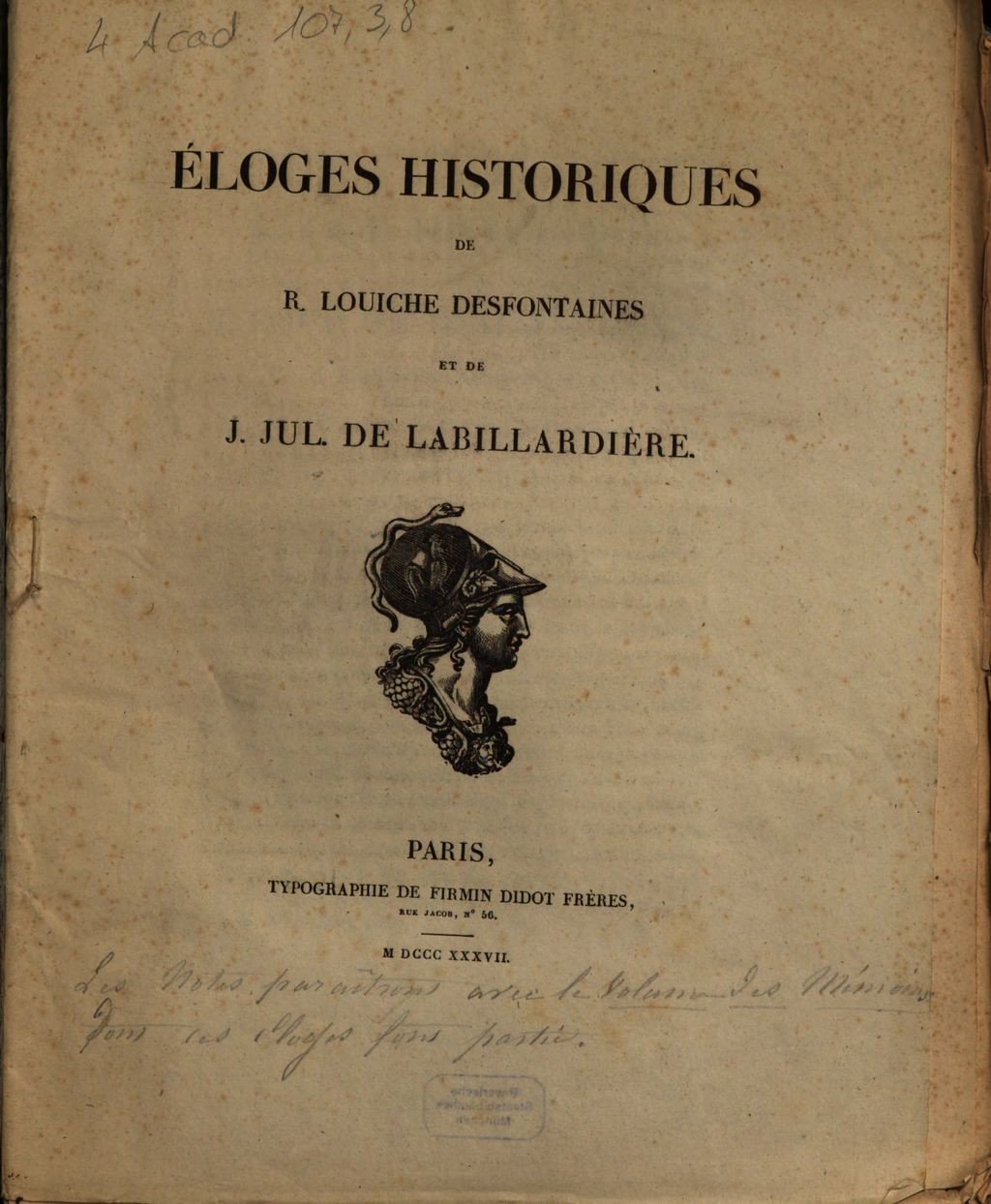 Cover of Éloge historique de R. Louiche Desfontaines et de J. Jul. de Labillardière
