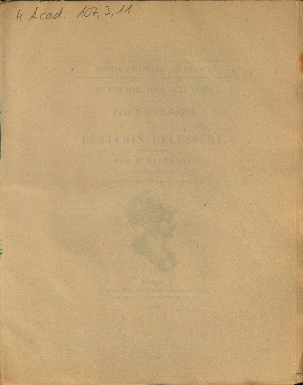 Cover of Éloge historique de Benjamin Delessert, académicien libre