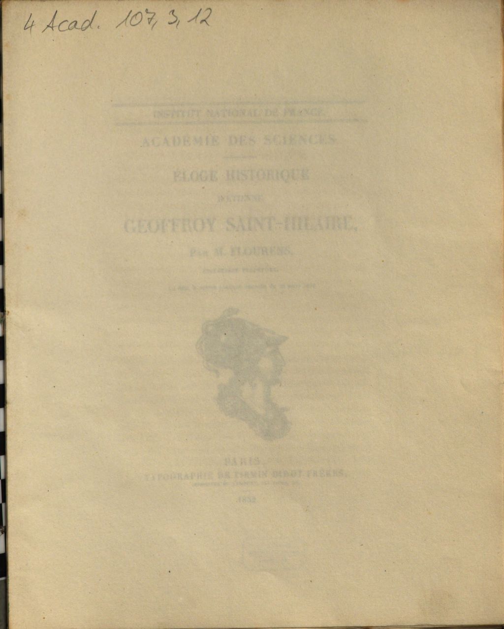 Cover of Eloge historique d'Etienne Geoffroy Saint-Hilaire