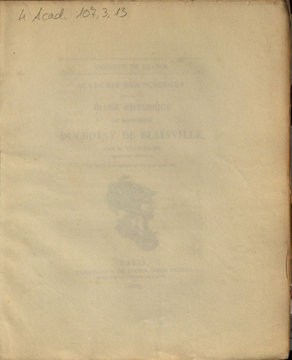 Cover of Éloge historique de Marie-Henri Ducrotay de Blainville