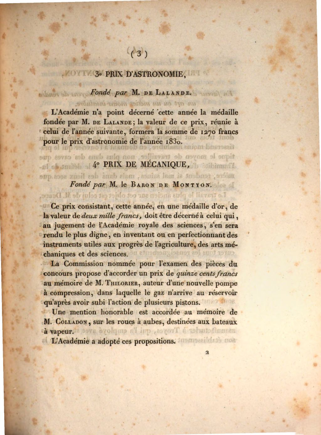 Cover of Annonce des prix décernés par l'académie royale des sciences pour l'année 1829