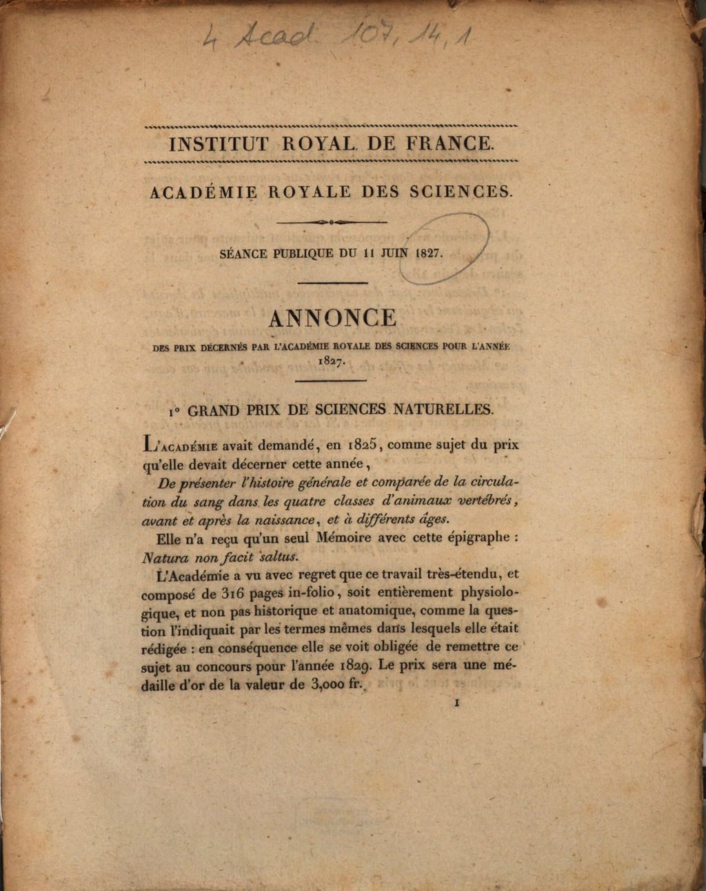 Cover of Académie Royale des Sciences. Séance publique du 11 juin 1827