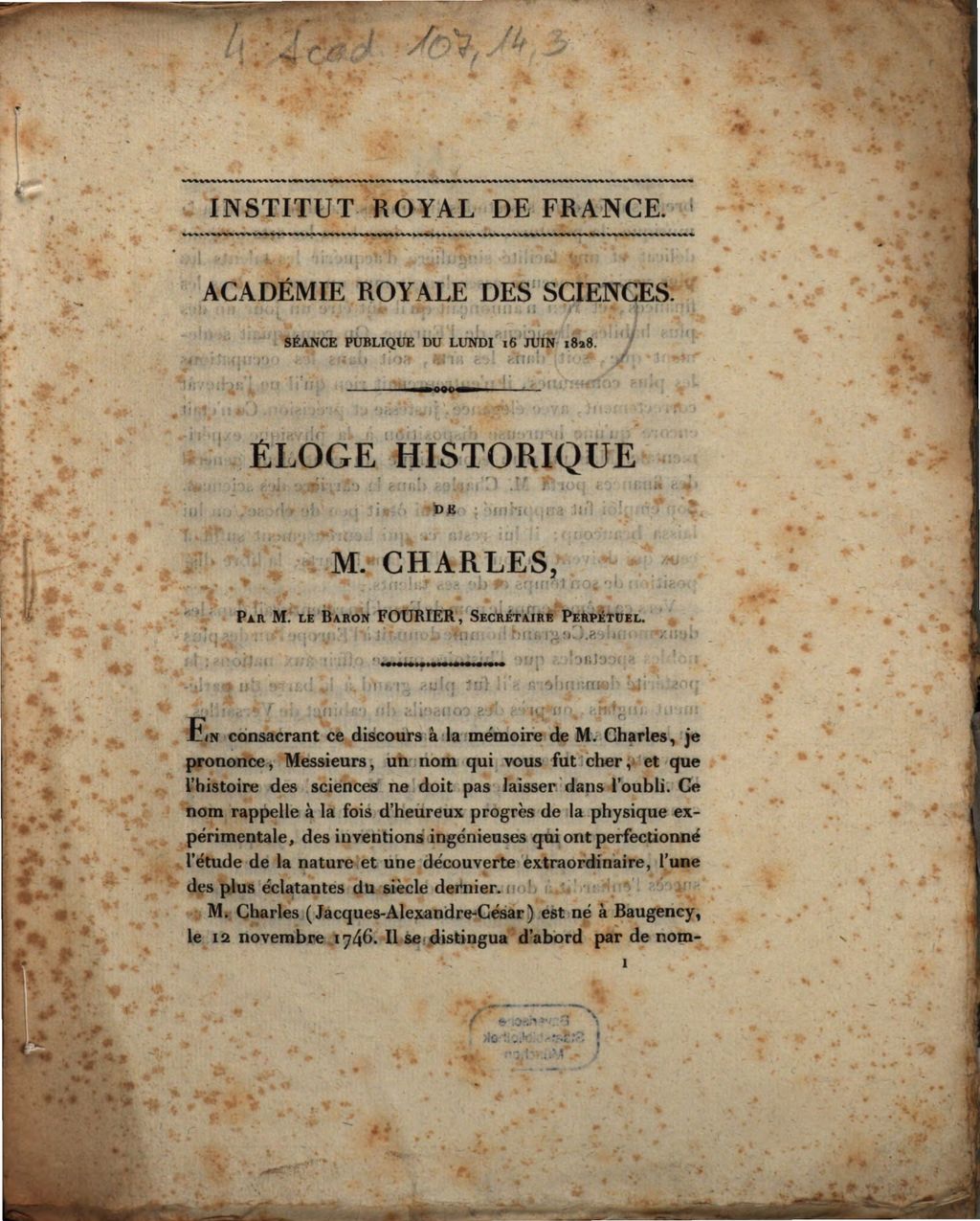 Cover of Académie Royale des Sciences. Séance publique du lundi 16 juin 1828