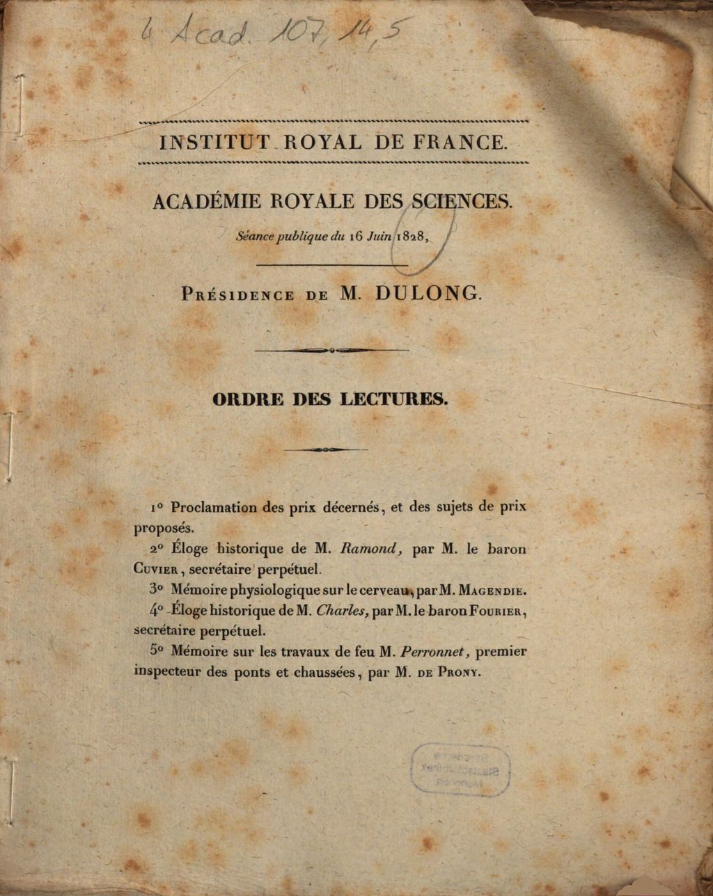 Cover of Académie Royale des Sciences. Séance publique du lundi 16 juin 1828