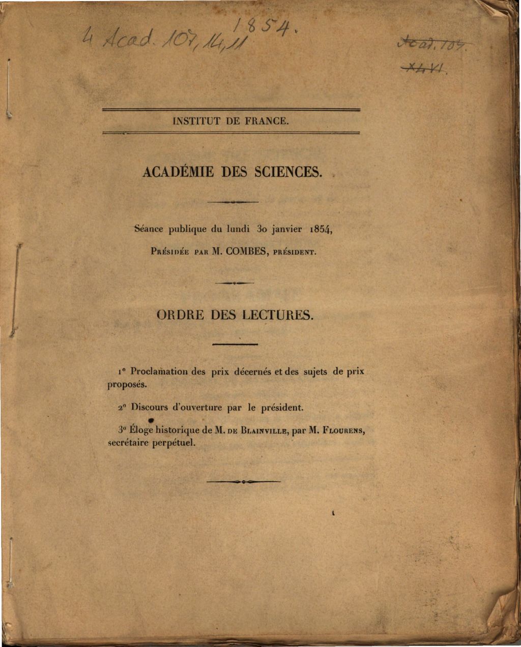 Cover of Académie des Sciences. Séance publique du lundi 30 janvier 1854
