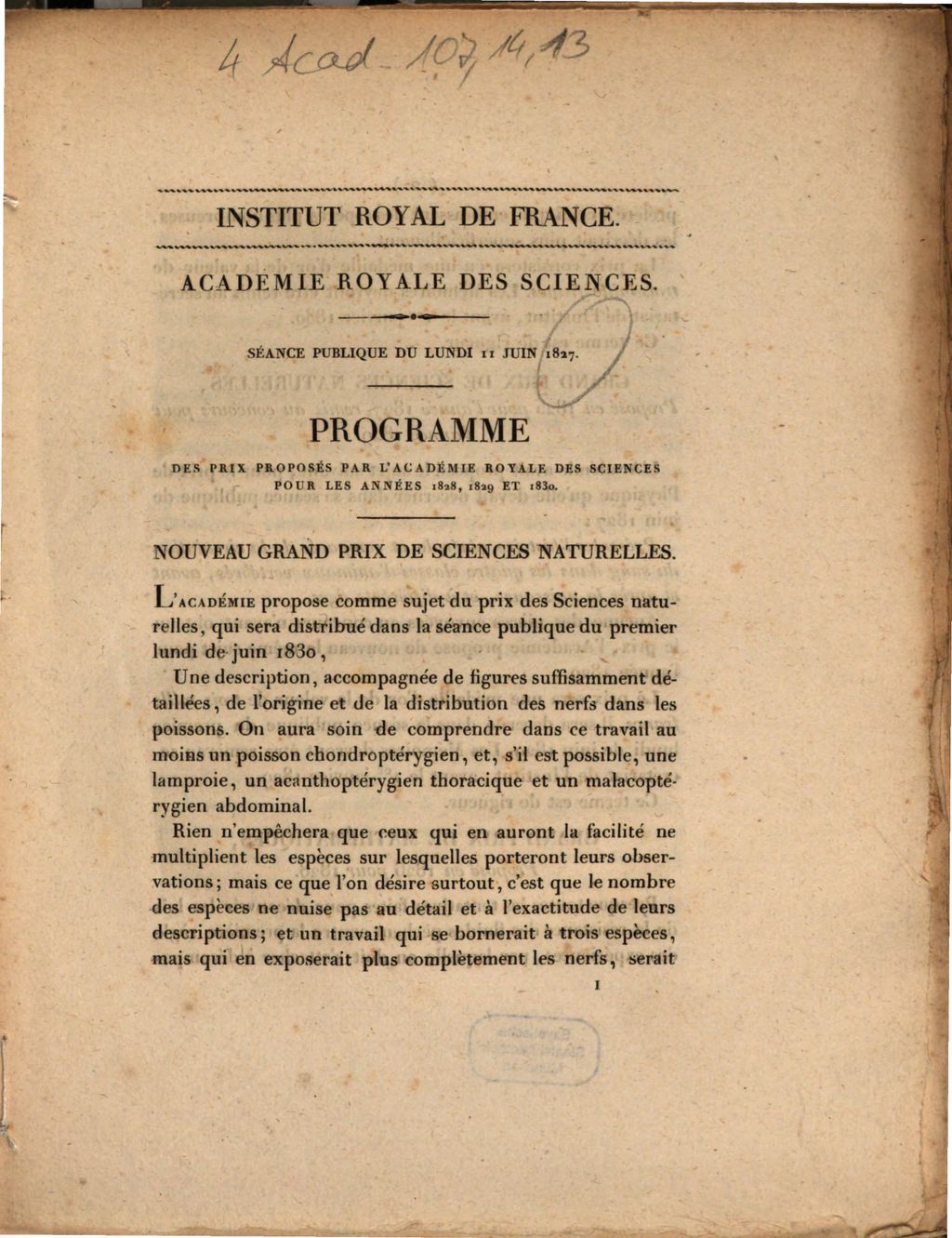 Cover of Académie Royale des Sciences. Séance publique du lundi 11 juin 1827