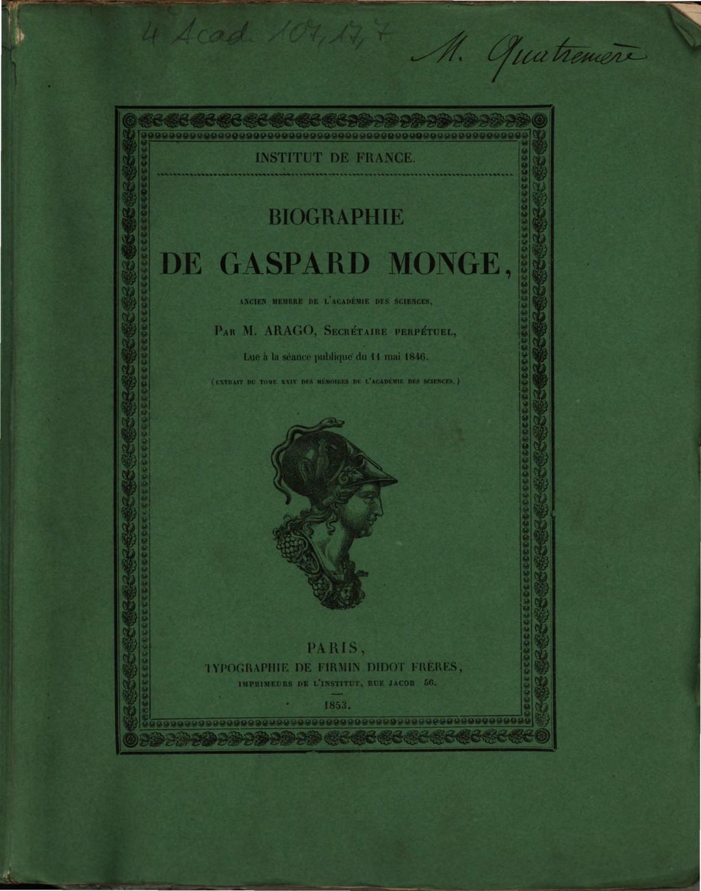 Cover of Biographie de Gaspard Monge, ancien membre de l'Académie des Sciences