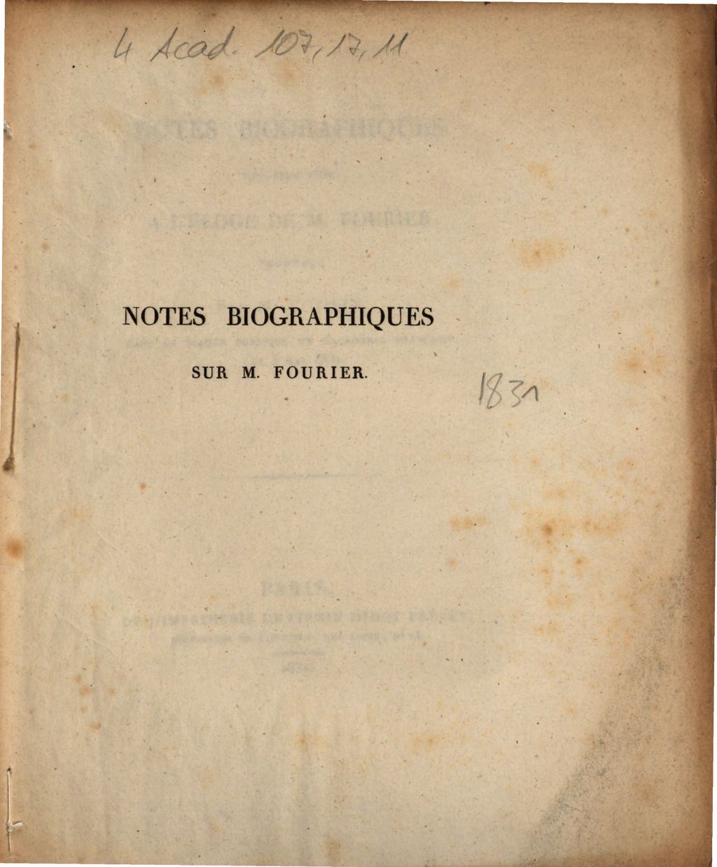 Cover of Notes biographiques pour faire Suite à l'Éloge de M. Fournier