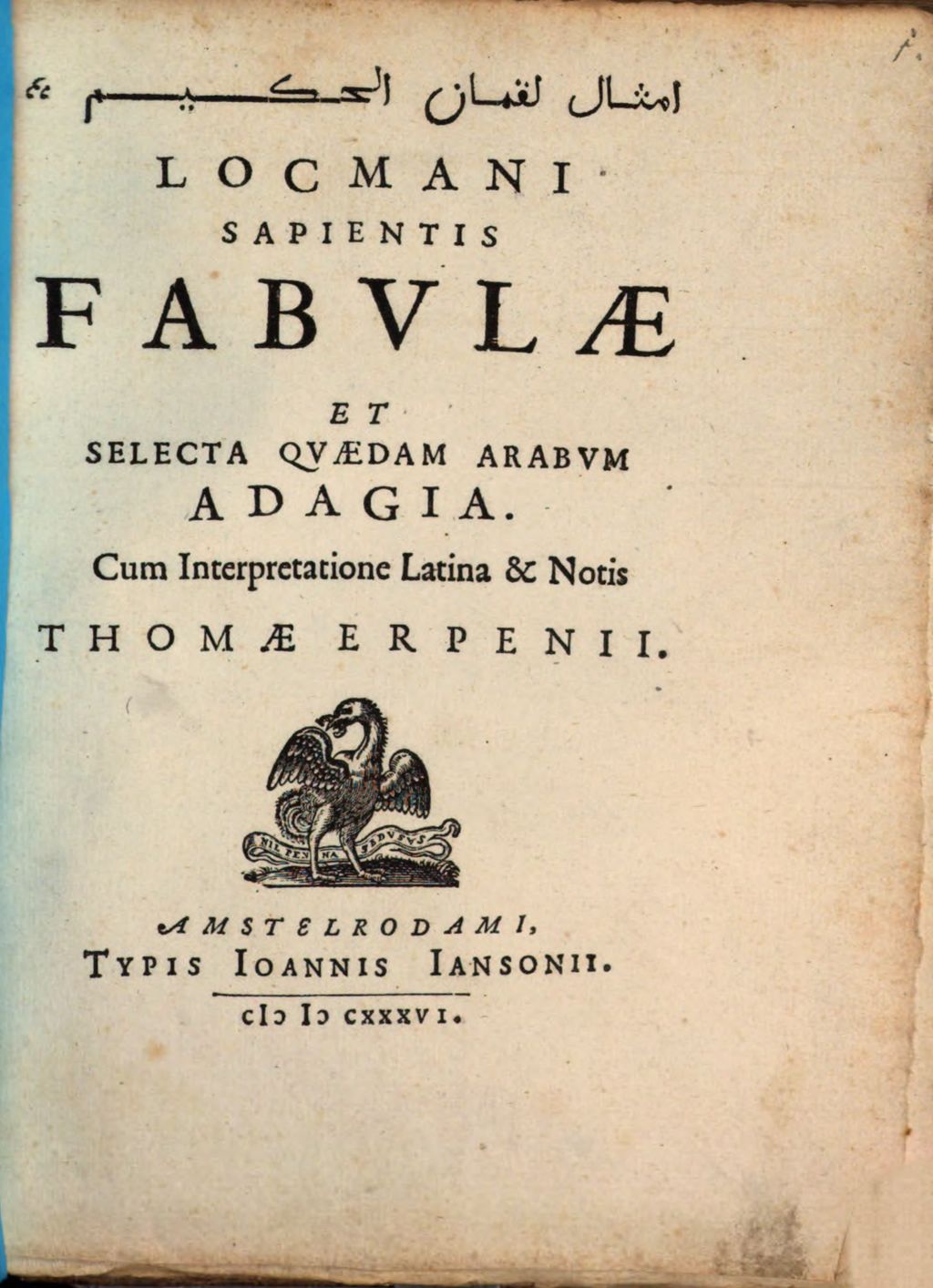 Cover of Lokman'i sapientis fabulae et selecta quaedam Arabum adagia