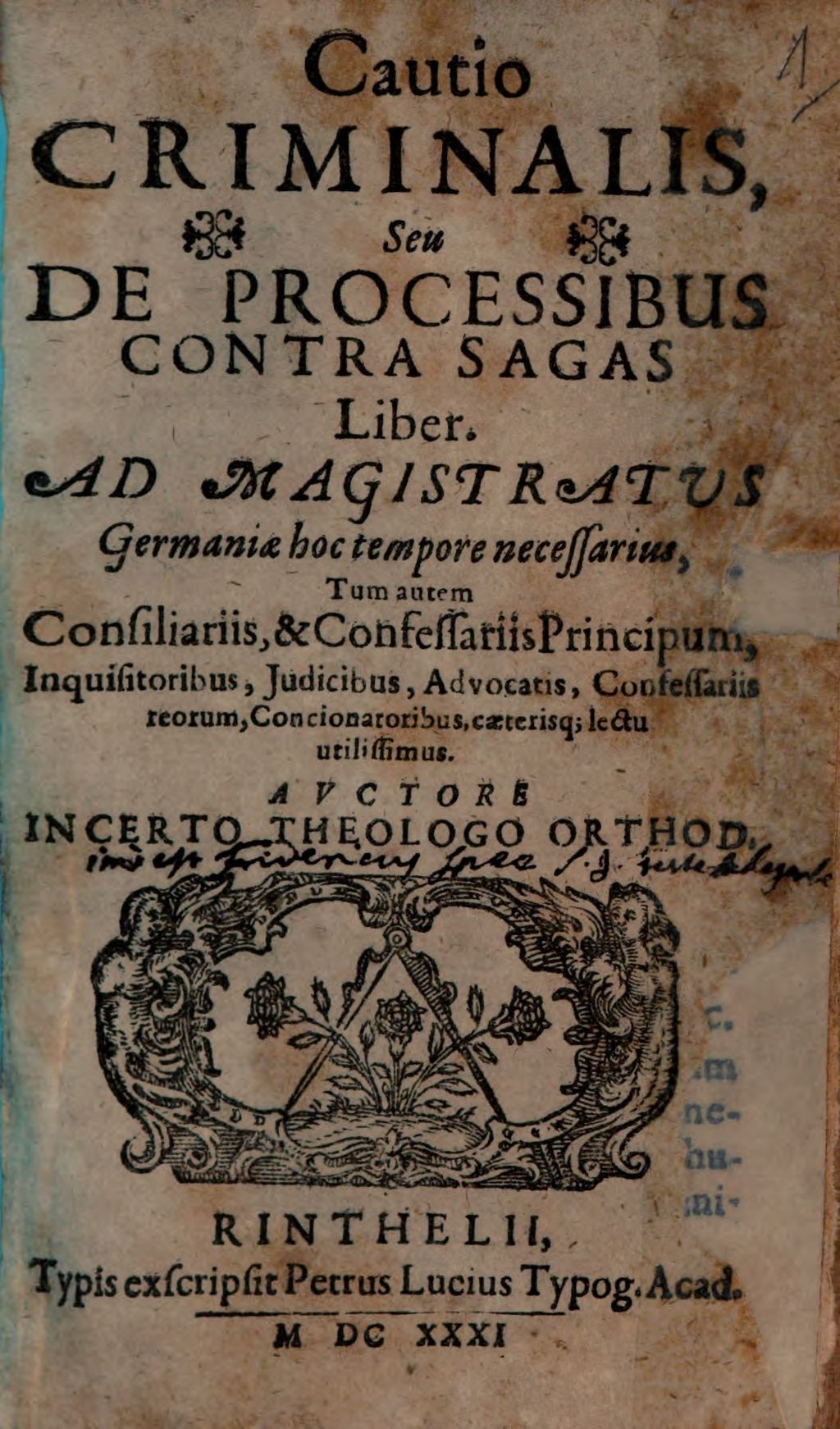 Cover of Cautio Criminalis, Seu De Processibus Contra Sagas Liber
