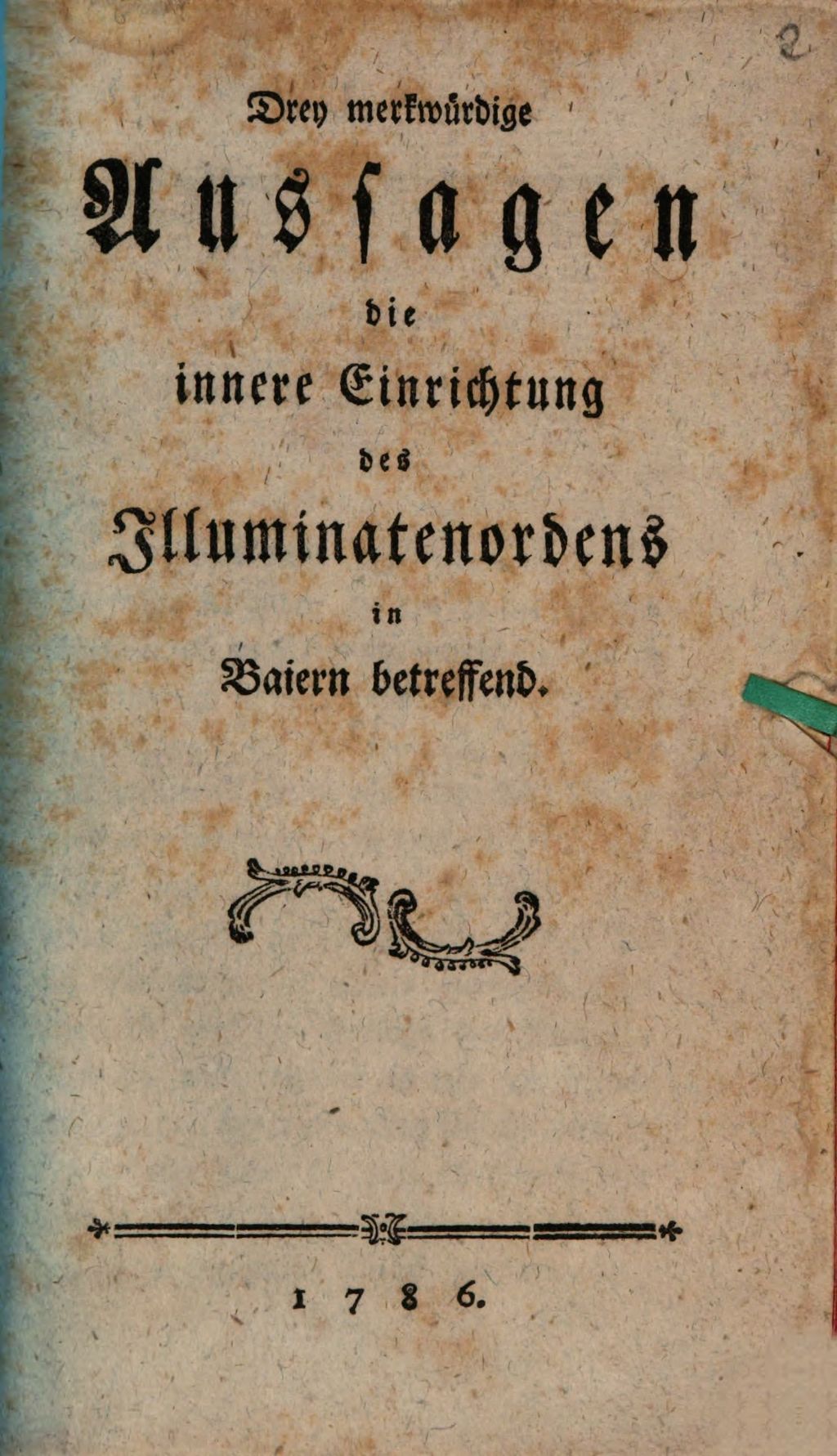 Cover of Drey merkwürdige Aussagen die innere Einrichtung des Illuminatenordens in Baiern betreffend