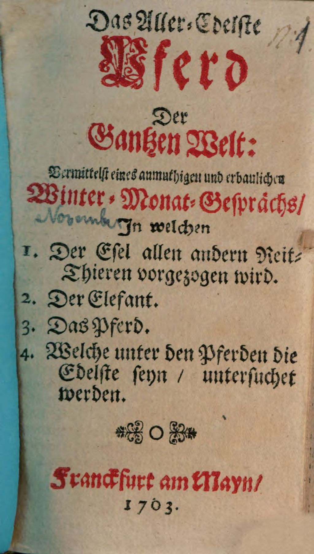 Cover of Das Aller-Edelste Pferd Der Gantzen Welt