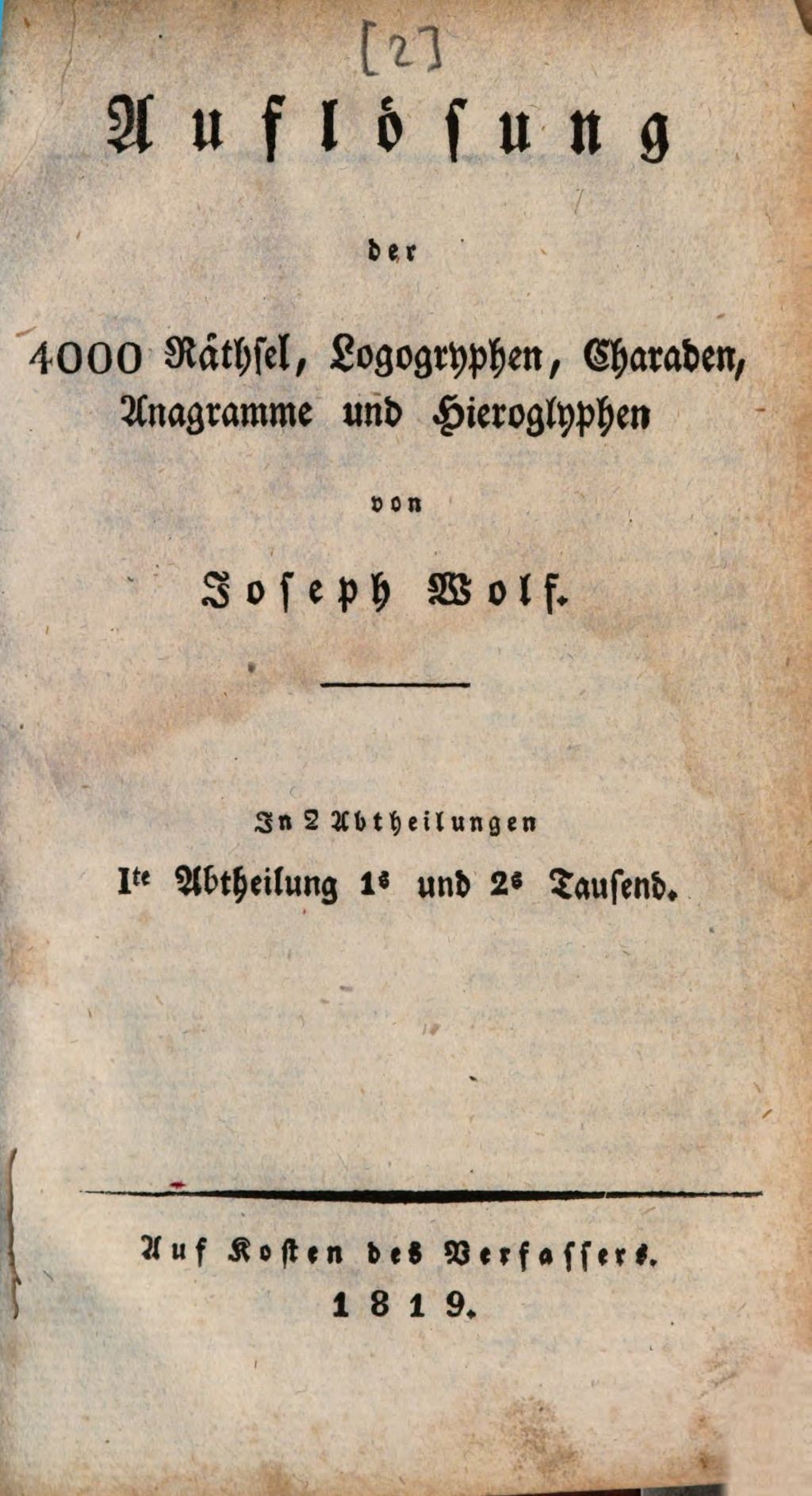 Cover of Auflösung der 4000 Räthsel, Logogryphen, Charaden, Anagramme und Hieroglyphen