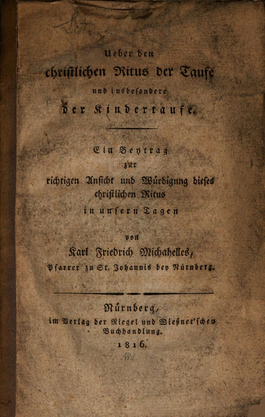 Cover of Ueber den christlichen Ritus der Taufe und insbesondere der Kindertaufe