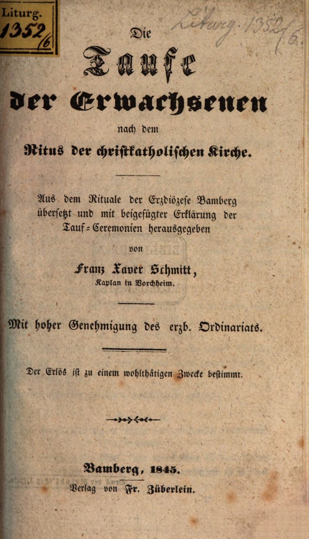 Cover of Die Taufe der Erwachsenen nach dem Ritus der christkatholischen Kirche von Fr. Xav. Schmitt