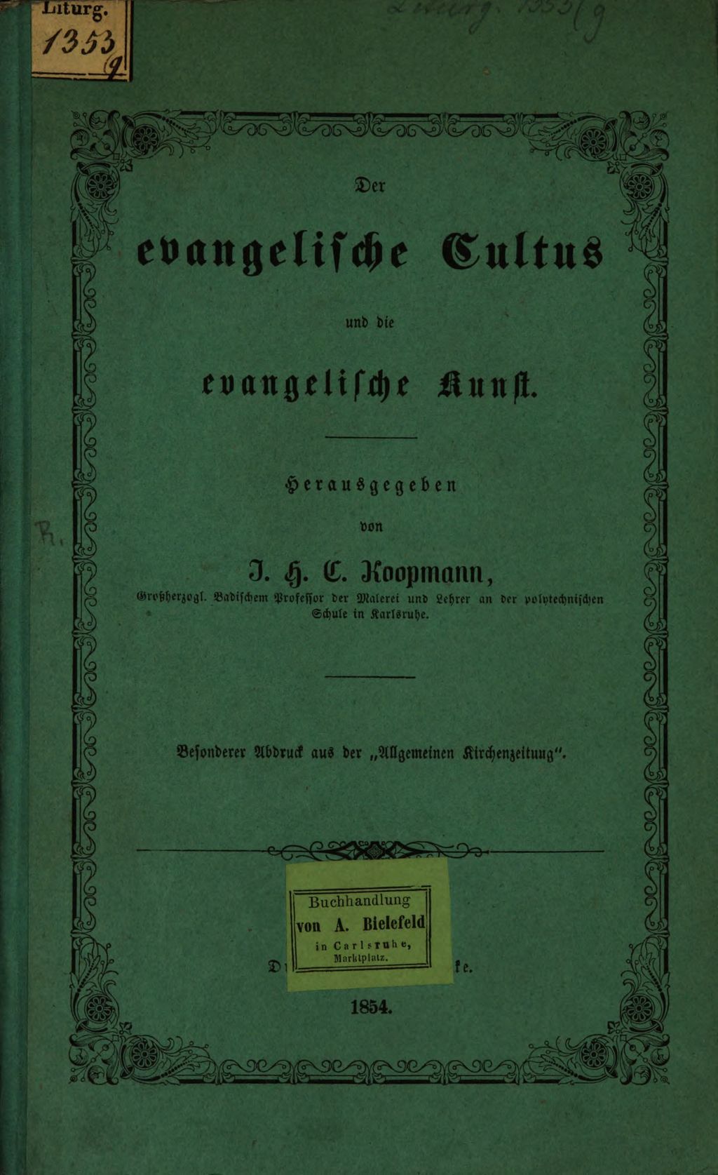 Cover of Der evangelische Cultus u. die evangelische Kunst