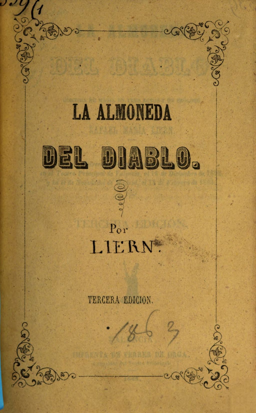 Cover of La almoneda del diablo, Comedia de magía en 3 actos y un prólogo, escrita por Rafael María Liern