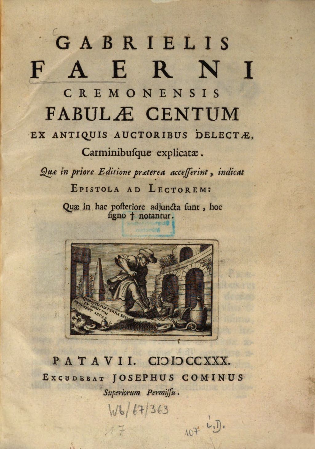 Cover of Gabrielis Faerni Cremonensis fabulae centum
