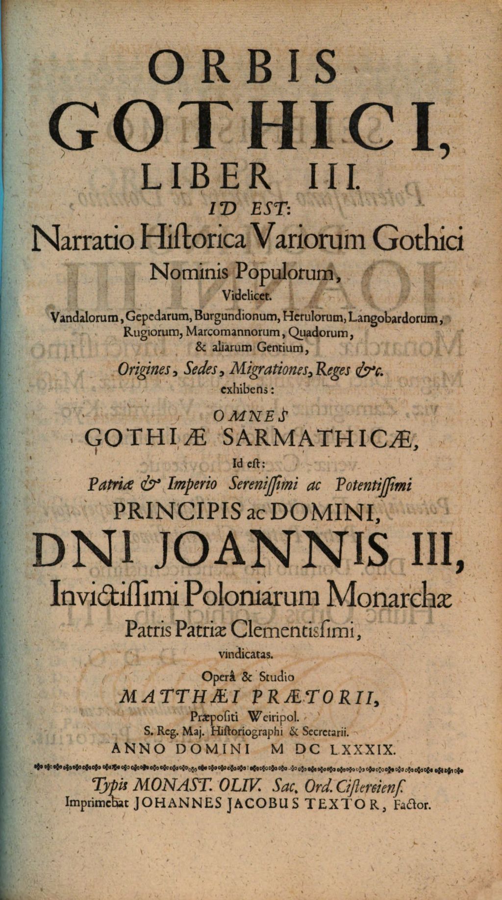 Cover of Orbis Gothicus. Id Est. Historica Narratio, Omnium Fere Gothici Nominis Populorum Origines, Sedes, Lingvas, Regimen, Reges, Mores, Ritus Varios, Conversionem Ad Fidem &c. &c. Exhibens .... 3