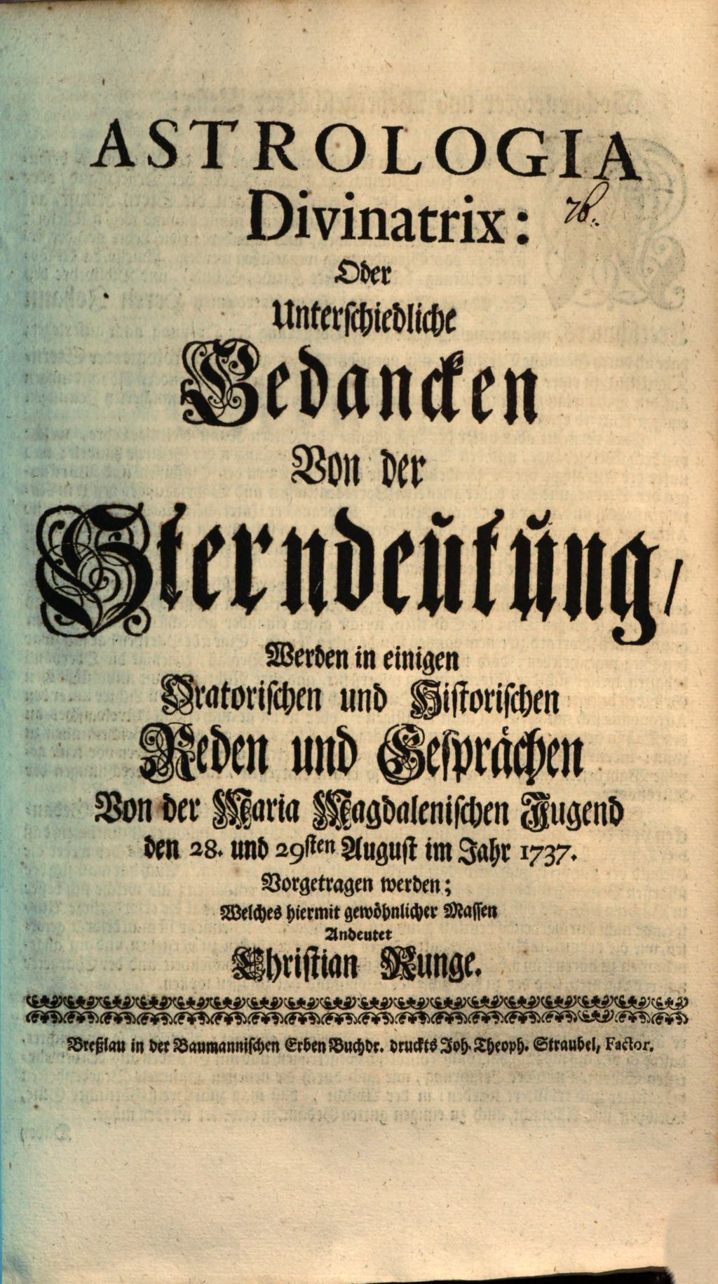 Cover of Astrologia divinatrix: Oder unterschiedliche Gedancken von der Sterndeutung