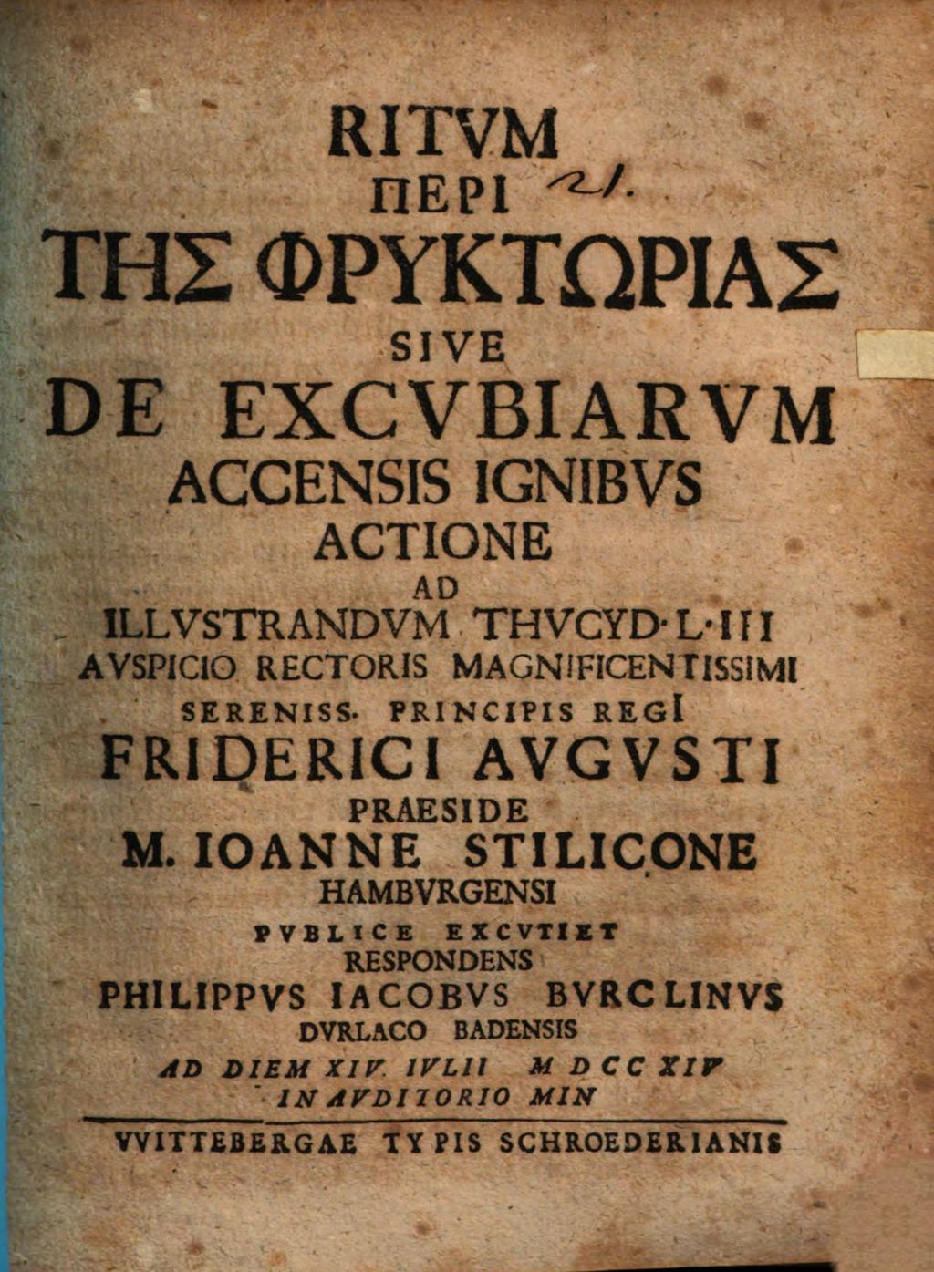Cover of Ritus peri tes phryktorias, s. de excubiarum accensis ignibus actione, ad illustr. Thucyd. L. 3