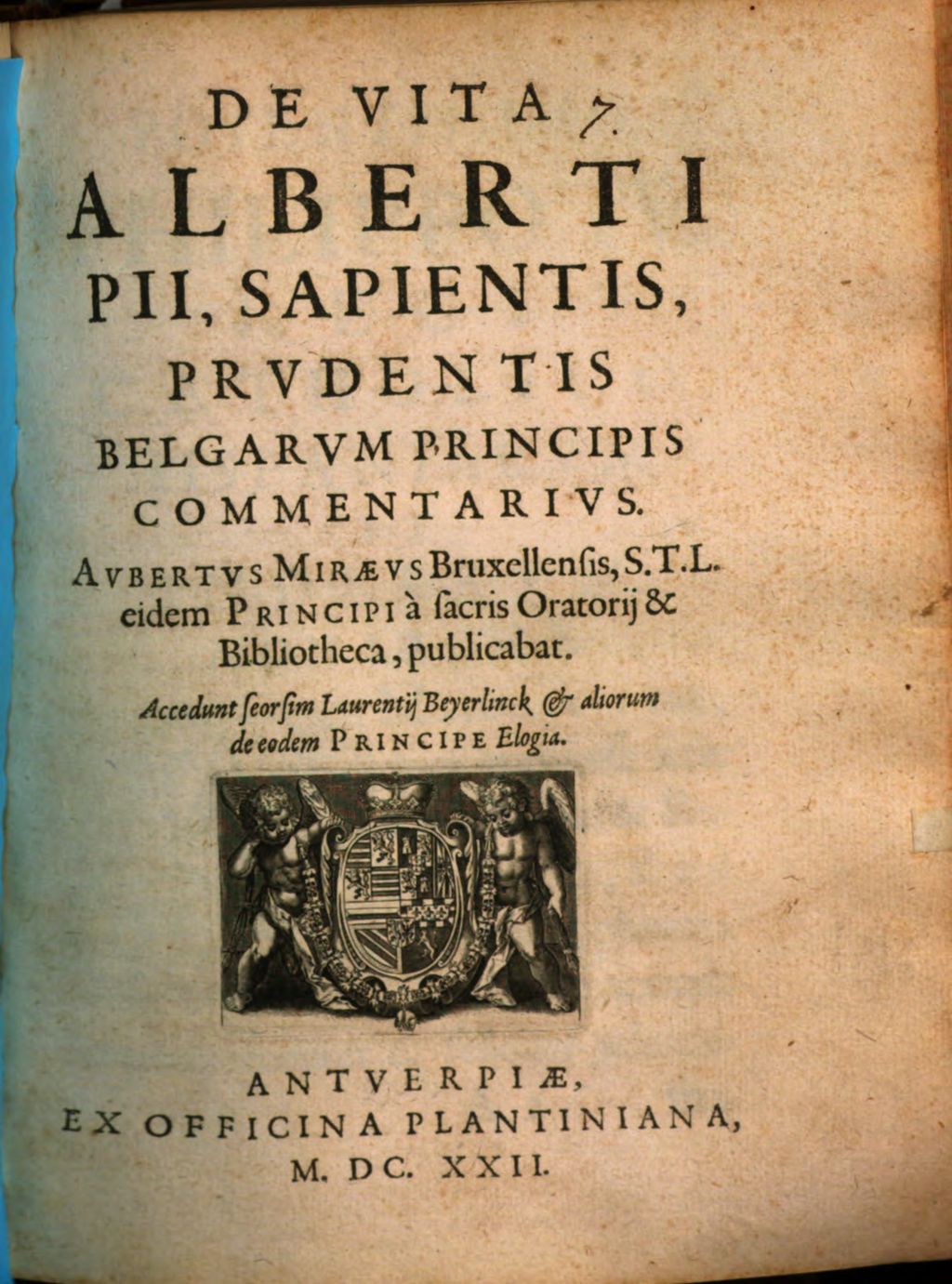 Cover of De Vita Alberti Pii, Sapientis, Prvdentis Belgarvm Principis Commentarivs