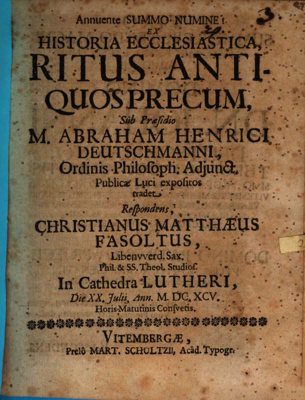 Cover of Ex historia ecclesiastica ritus antiquos precum