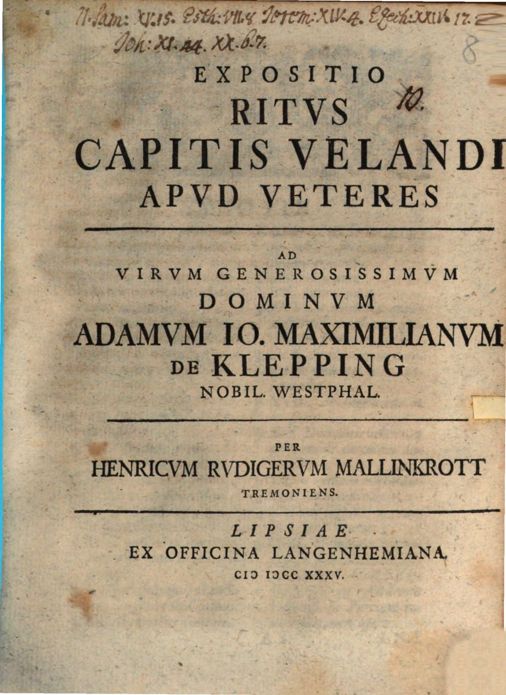 Cover of Expositio ritus capitis velandi apud veteres