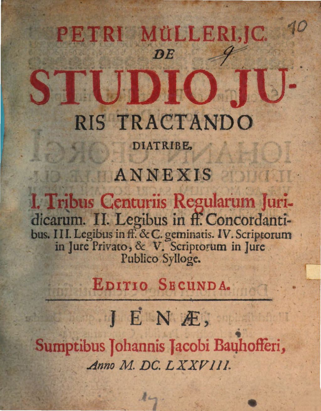 Cover of Petri Mülleri, JC. De Studio Juris Tractando Diatribe