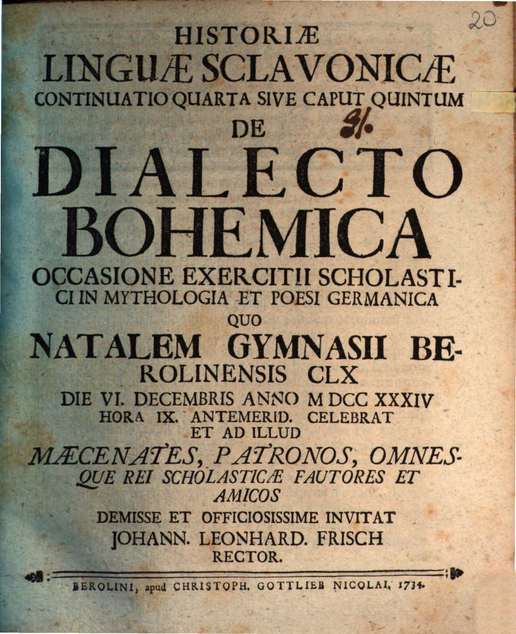 Cover of Historiae linguae Sclavonicae continuatio quarta sive caput quintum de dialecto Bohemica