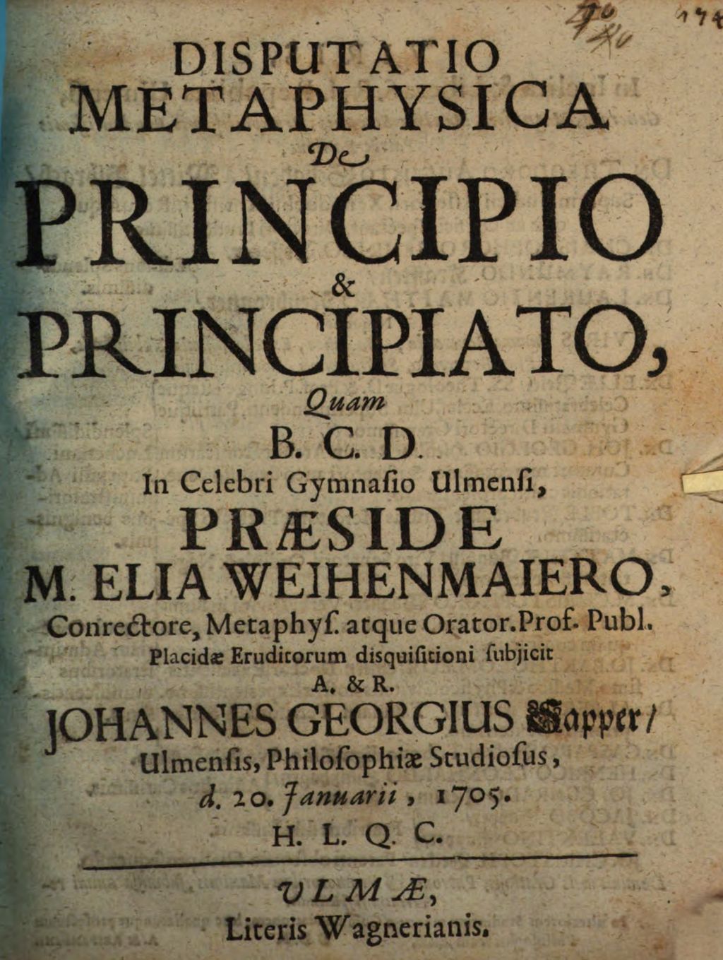 Cover of Disputatio Metaphysica De Principio & Principiato