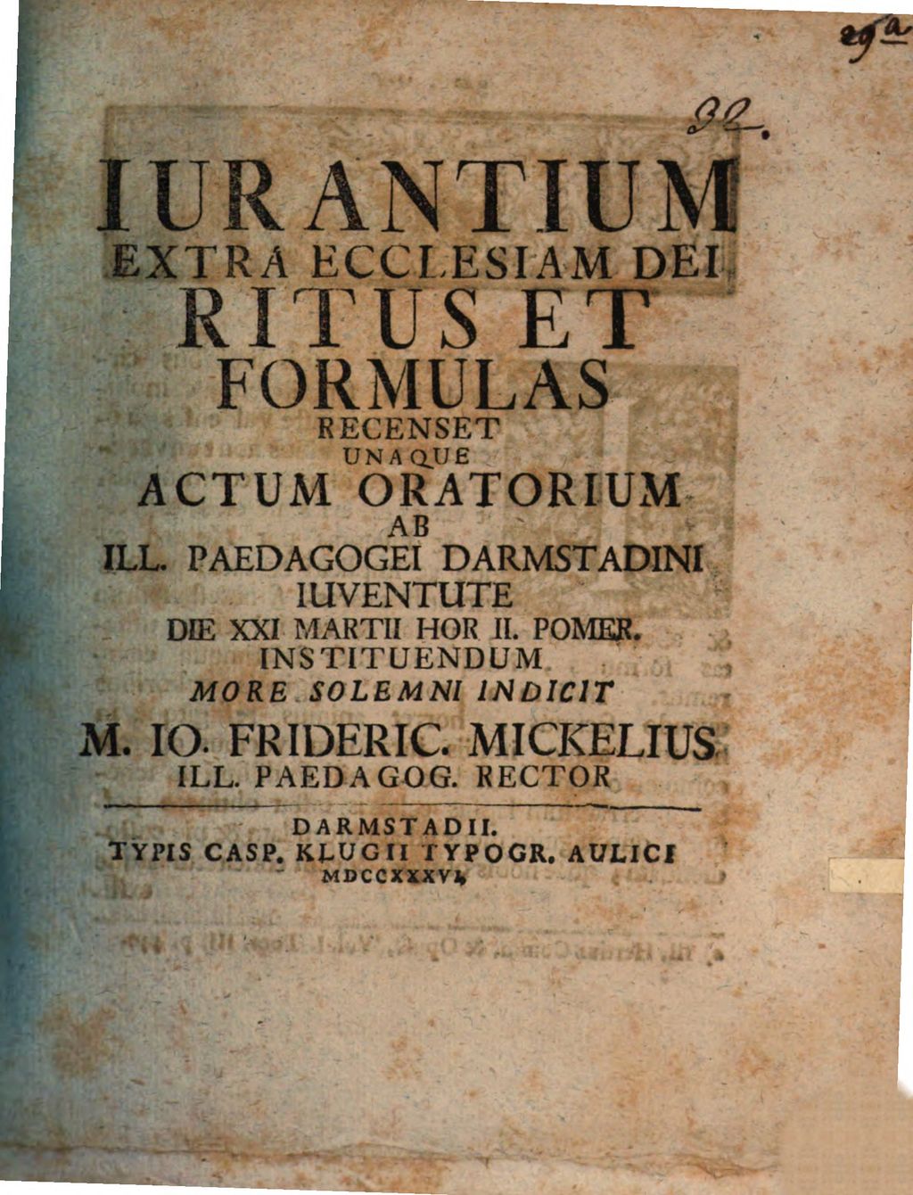 Cover of Iurantium Extra Ecclesiam Dei Ritus Et Formulas