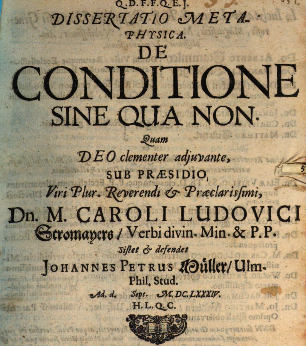 Cover of Dissertatio Metaphysica De Conditione Sine Qua Non