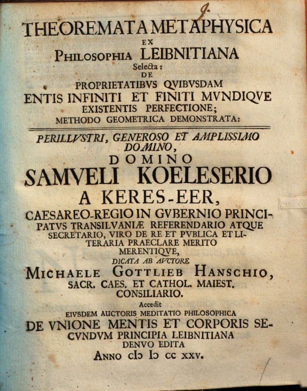 Cover of Theoremata Metaphysica Ex Philosophia Leibnitiana Selecta