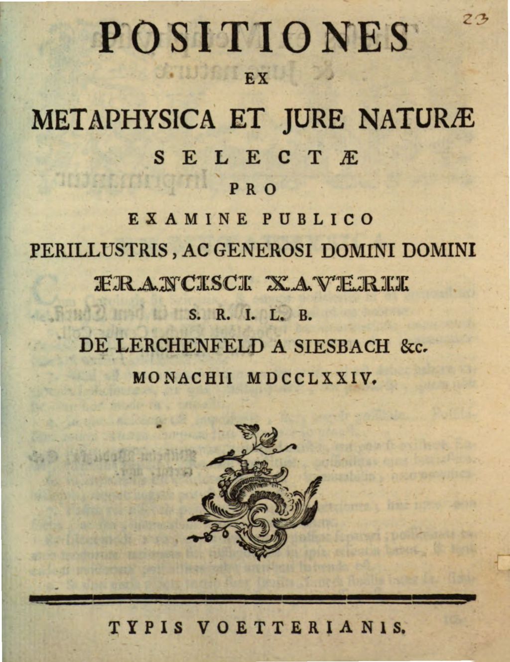 Cover of Positiones ex metaphysica et iure naturae selectae