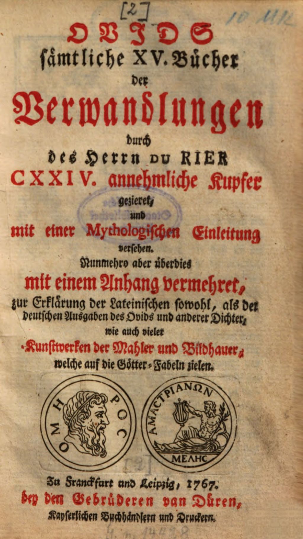 Cover of Ovids sämtliche XV. Bücher der Verwandlungen