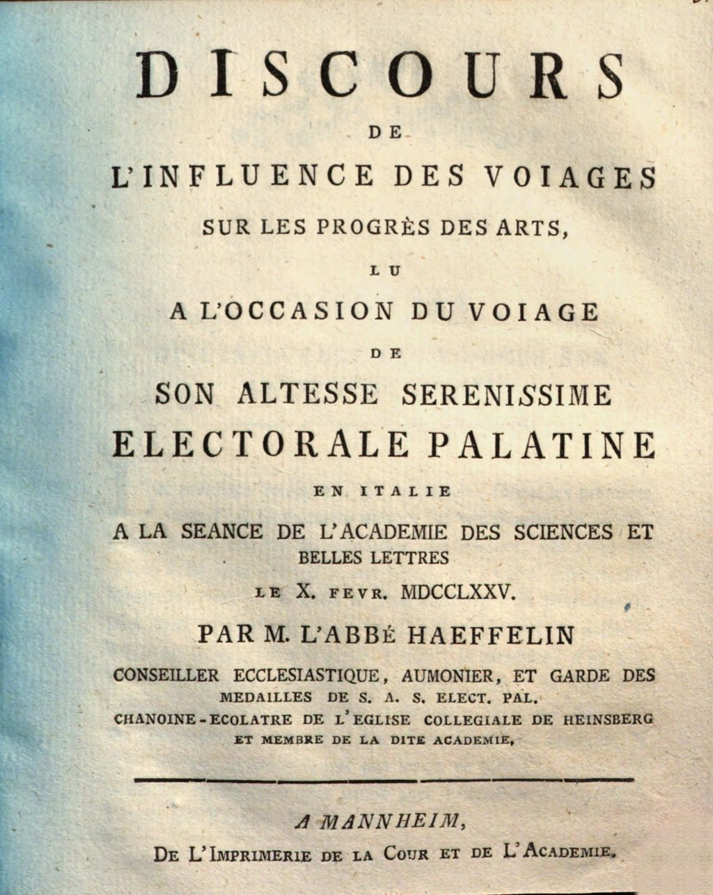 Cover of Discours De L'Influence Des Voiages Sur Les Progrès Des Arts