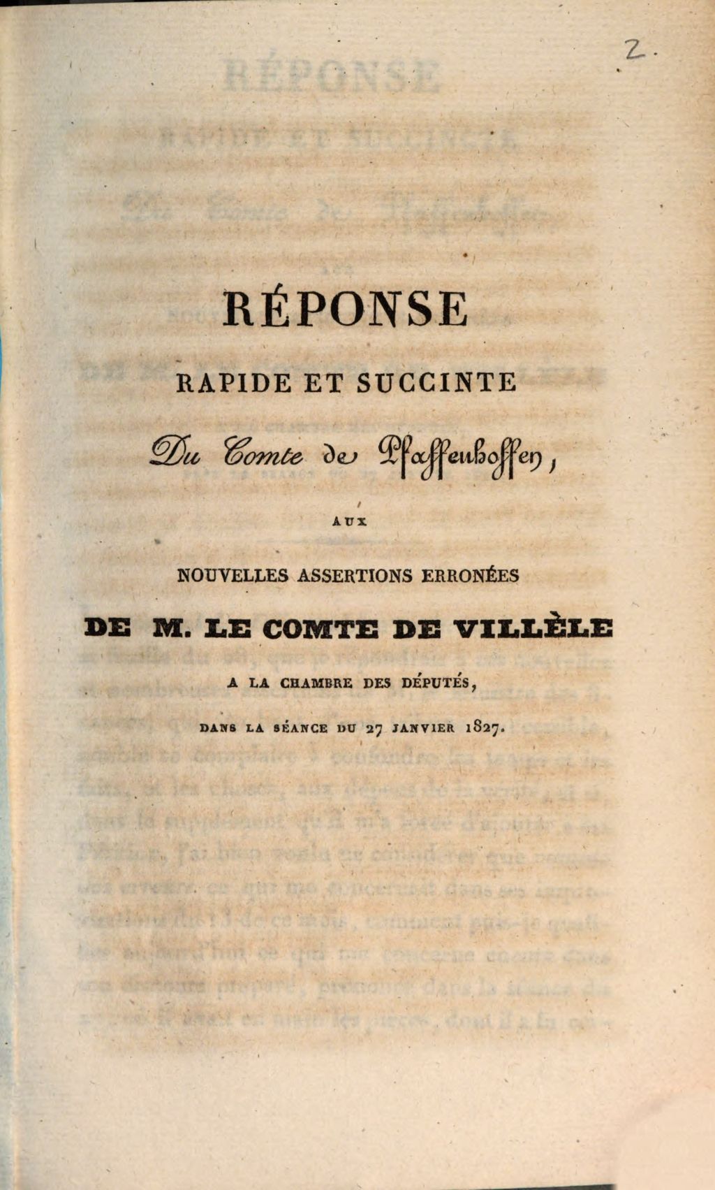 Cover of Réponse rapide et succincte du Comte de Pfaffenhoffen