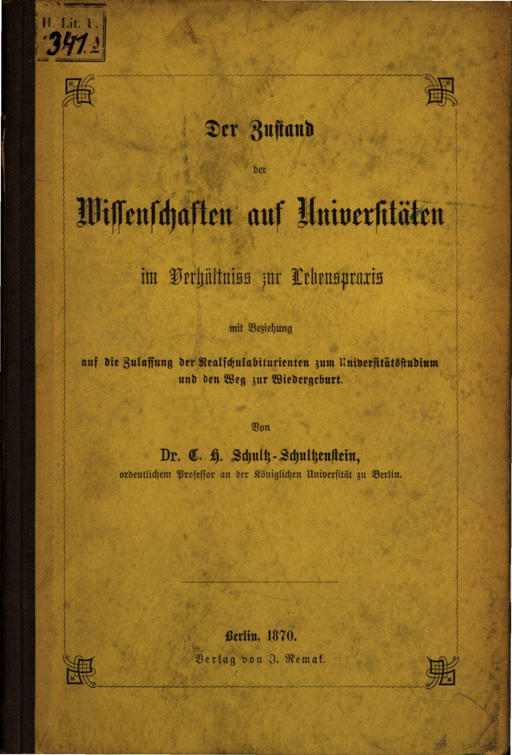 Cover of Der Zustand der Wissenschaften auf Universitäten im Verhältniss zur Lebenspraxis