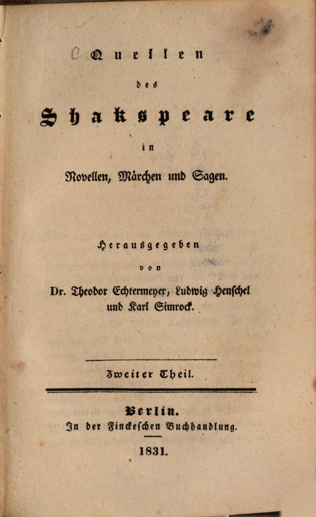 Cover of Quellen des Shakspeare in Novellen, Märchen und Sagen. 2