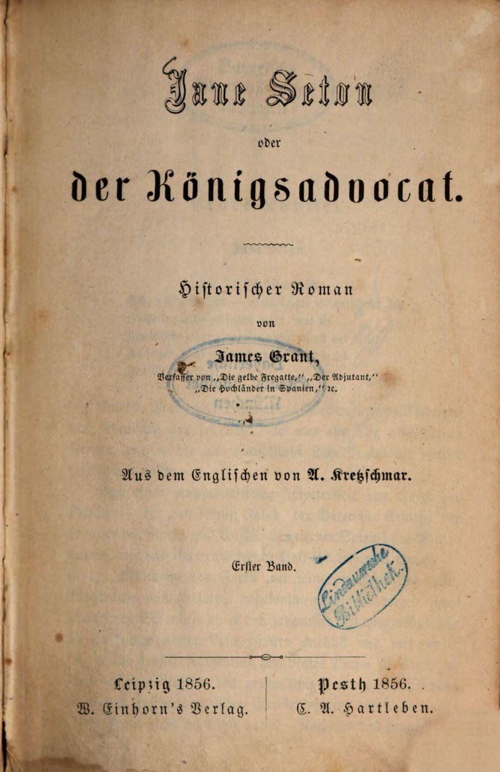 Cover of Jane Seton oder der Königsadvocat