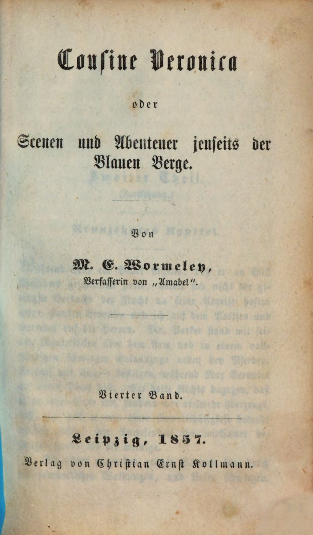 Cover of Cousine Veronica oder Scenen und Abenteuer jenseits der Blauen Berge