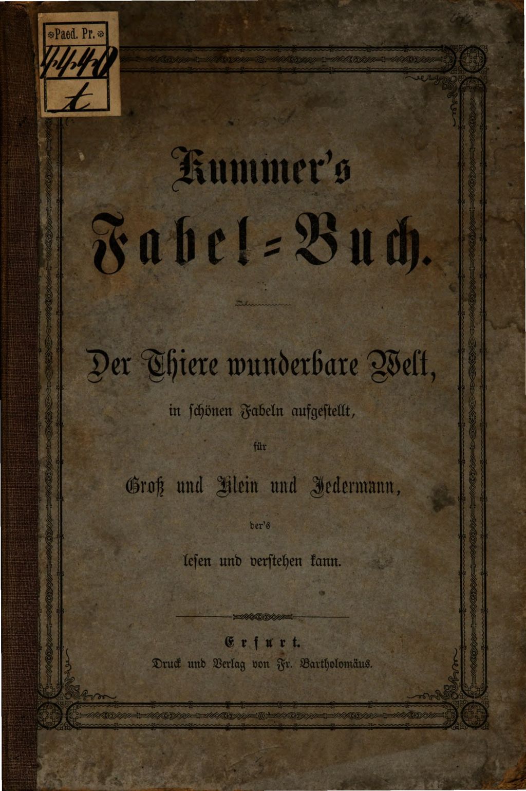 Cover of Kummer's Fabel-Buch