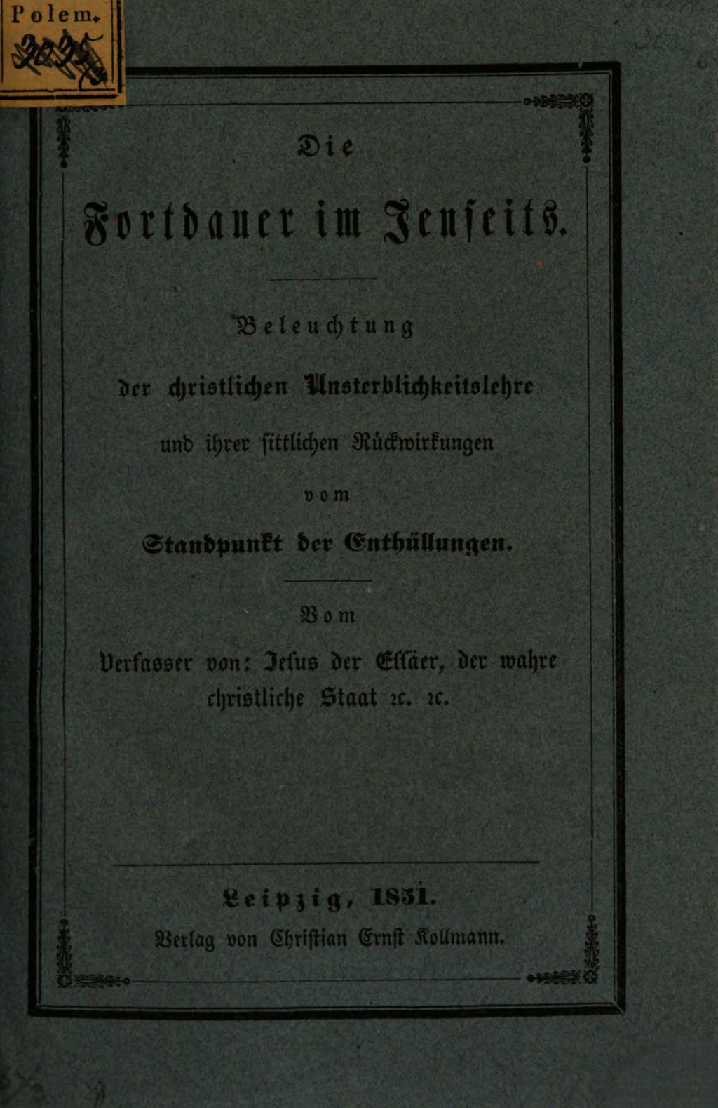 Cover of Die Fortdauer im Jenseits