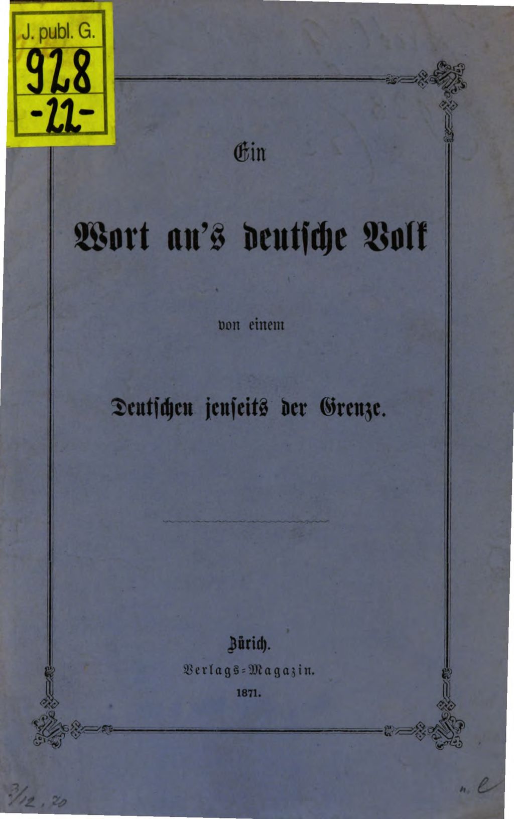 Cover of Ein Wort aus deutsche Volk von einem deutschen jenseits der Grenze