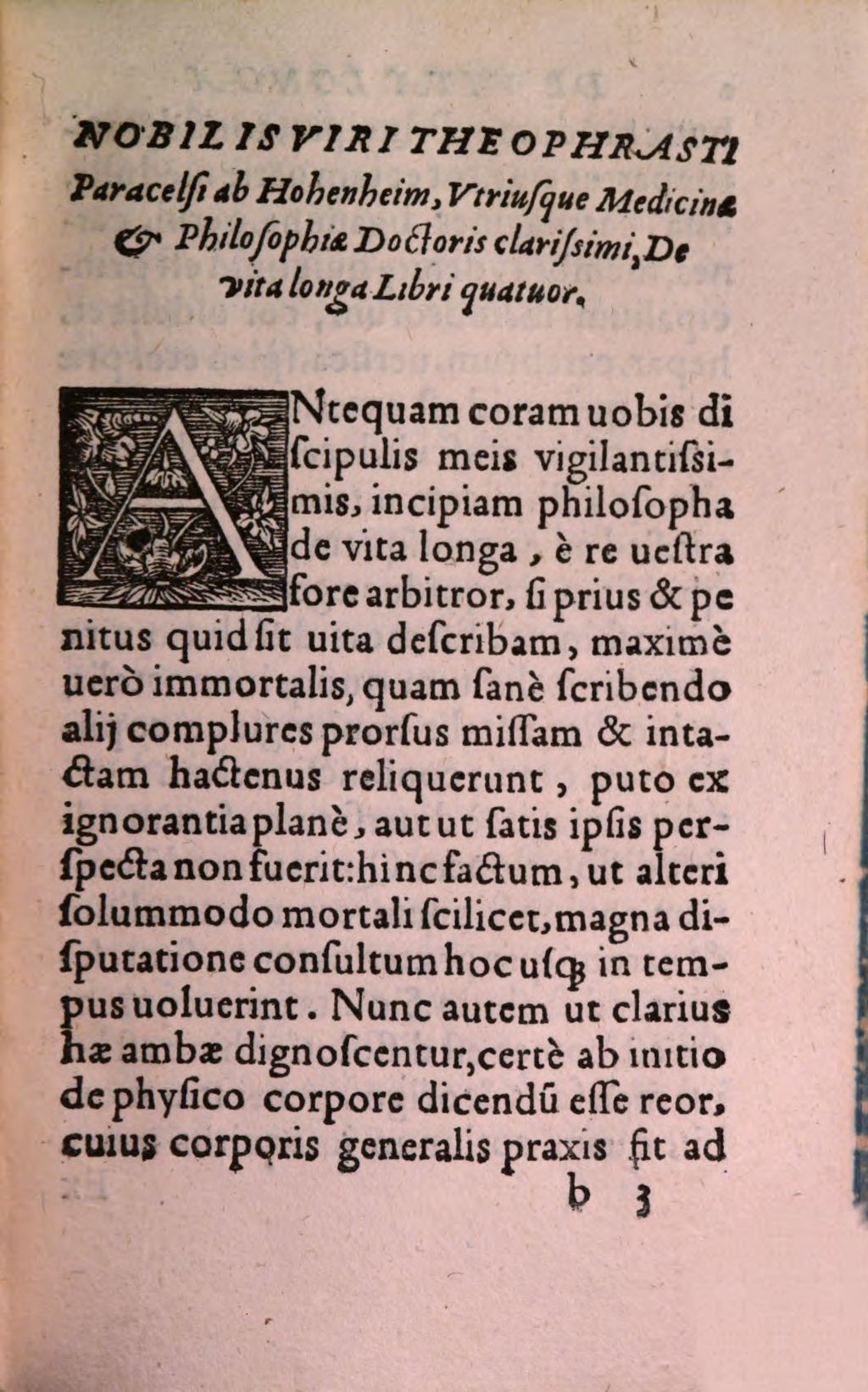 Cover of Generosi omniqve in scientiarvm genere expertissimi uiri, Theophrasti Paracelsi ab Hohenheim, philosophię & utriusq[ue] medicinæ Doctoris clarissimi, Libri quatuor De uita longa