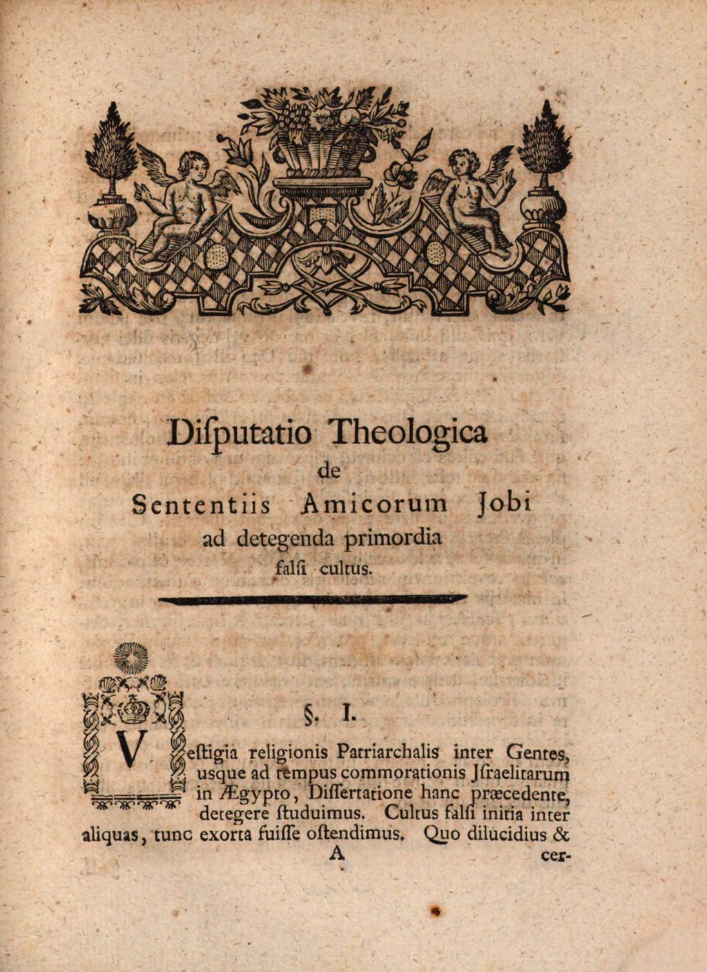 Cover of Disp. theol. ... de sententiis amicorum Iobi ad detegenda primordia falsi cultus